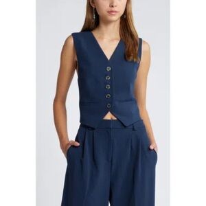 Open Edit tailored navy Blue Vest